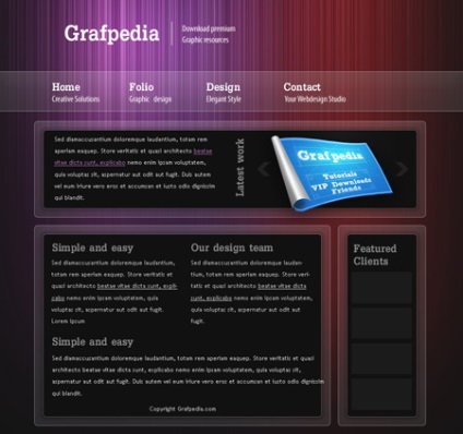 Site-ul șablon în Photoshop (Dreptunghi rotunjit Tool) Site-ul șablon în Photoshop