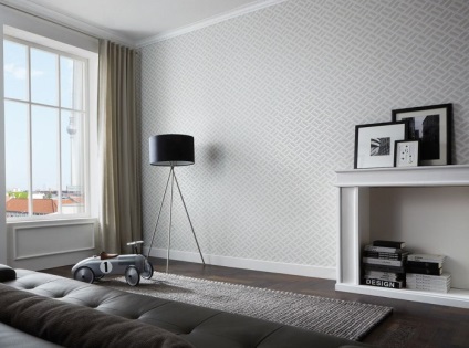 mobilier pentru dormitor cu tapet întuneric și lumină, exemple ale interioarelor (Exemple) Dormitor cu mobilier de culoare închisă, și tapet luminos, exemple de interioare