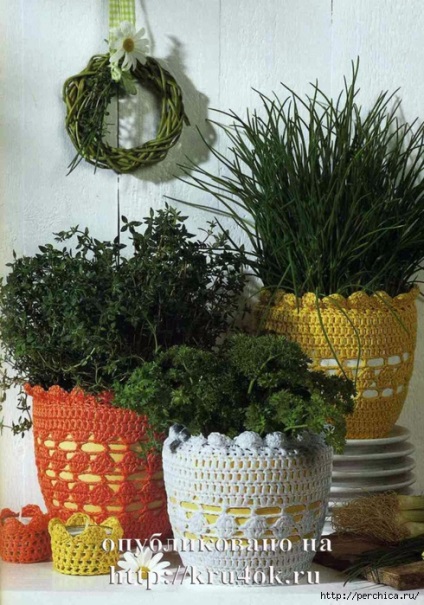 ghivece pentru flori tricotate (cu mâinile) ghivece pentru flori tricotate