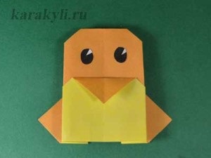 Pui - hartie origami pentru copii în vârstă de 4-5 ani, bilețel (meserii din hârtie) Pui - hartie origami pentru copii în vârstă de 4-5 ani, bilețel
