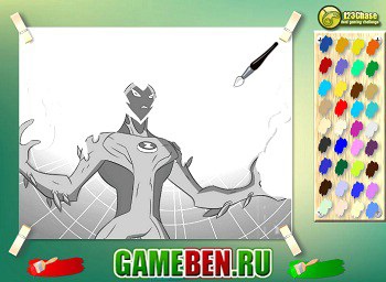 Joc Ben 10 de colorat (care doresc să picteze) Joc Ben 10 de colorat