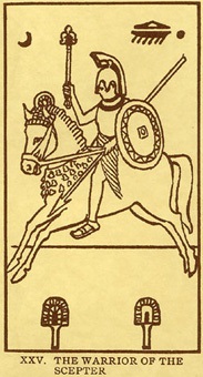 carte de tarot Knight wands, schiptre războinic - și