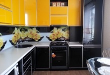 Wallpaper în design de fotografie bucătărie pentru un interior mic, inserând pereti (tapet în fotografie de design de bucătărie) Wallpaper în design de fotografie bucătărie pentru o mică pereți interiori filmați