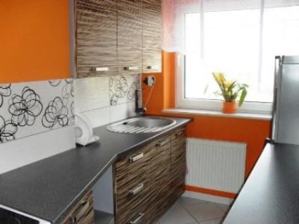 Wallpaper în design de fotografie bucătărie pentru un interior mic, lipirea pereți (pereți), Wallpaper în design de fotografie bucătărie pentru o mică pereți interiori filmați