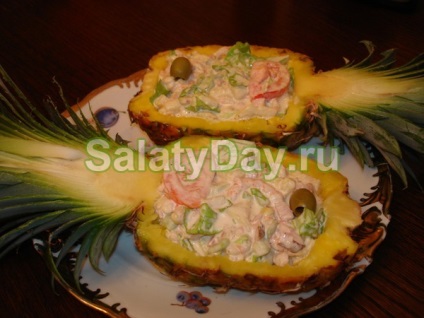 Salata cu creveți și ananas - retete delicioase cu fotografii și video (ananas salata de creveți) Salata cu creveți și ananas - retete delicioase cu fotografii și video