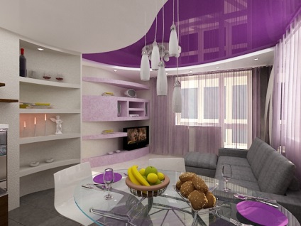 living Lilac, design interior, în tonuri de violet, pereți, mobilier, textile, fotografii, materiale video, toate (camera de zi) violet camera de zi Lilac, design interior, în purpuriu tonuri, pereti, mobilier, textile, fotografii, clipuri video, toate