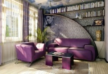 imagini Liliac camera de interior în nuanțe de design, culoare in camera, designul și combinația cu pereți gri (living) imagini Liliac camera de interior în nuanțe de design, culoare în cameră, designul și combinația cu pereți gri