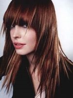 Bangs lateral (păr de lungime medie) Bretonul la partea