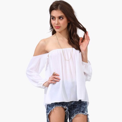 Bluza la modă cu umerii goi, modele frumoase de sex feminin, de vară și opțiuni calde, cu volane și (deschis) Bluza la modă cu umerii goi, modele frumoase de sex feminin, de vară și opțiuni calde cu volane