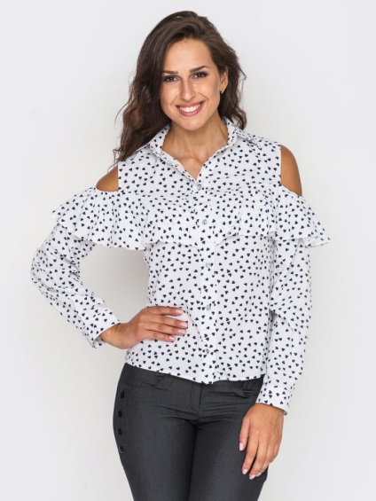 Bluza la modă cu umerii goi, modele frumoase de sex feminin, de vară și opțiuni calde, cu volane și (bluză) Bluza la modă cu umerii goi, modele frumoase de sex feminin, de vară și opțiuni calde cu volane