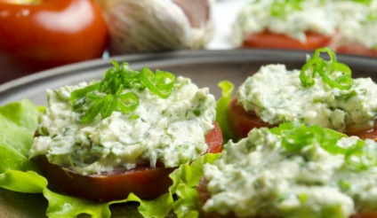 Aperitiv de roșii și brânză topită cu pas cu pas fotografii (aperitiv de tomate) Aperitiv de roșii și brânză topită cu pas cu pas fotografii