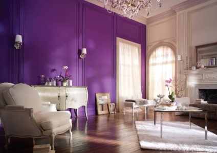 Condiții de viață în tonuri de liliac - idei de design interior, imagini (culori) Condiții de viață în tonuri de liliac - idei de design interior, fotografii