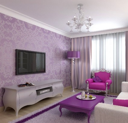 Condiții de viață în culori violet - fotografii și sfaturi pentru interior (camera de zi) Condiții de viață în culori violet - fotografii și sfaturi cu privire la interior