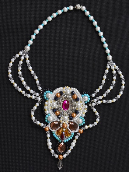 colier de perle și clasa șirag de mărgele de master și diagrama țese (colier de perle și șirag de mărgele) Colier de perle si margele atelier si scheme de tesut