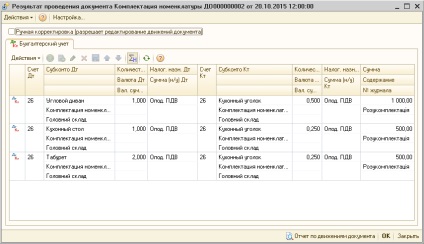 Opțiuni și nomenclatura razukomplektatsiya în 1S8 (Doc # „Opțiuni nomenclatorului) Opțiuni și nomenclatura razukomplektatsiya în 1S8