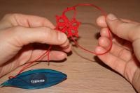 Țesutul tatting un cârlig (numărul necesar de noduri) Tese un transfer de tatting
