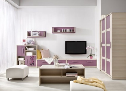 Reguli de proiectare în tonuri de liliac vii (living) Regulile de înregistrare a camerei de zi în nuanțe de liliac