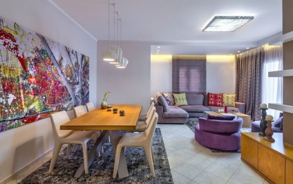 Reguli de proiectare în tonuri de liliac vii (living) Regulile de înregistrare a camerei de zi în nuanțe de liliac