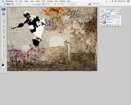Desenați graffiti pe un perete în Photoshop (Wand baghetă magică) Desenați graffiti pe un perete în Photoshop
