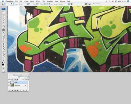 Desenați graffiti pe un perete în Photoshop (Wand baghetă magică) Desenați graffiti pe un perete în Photoshop