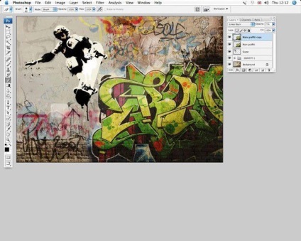 Desenați graffiti pe un perete în Photoshop (Magic baghetă magică) Desenați graffiti pe un perete în Photoshop