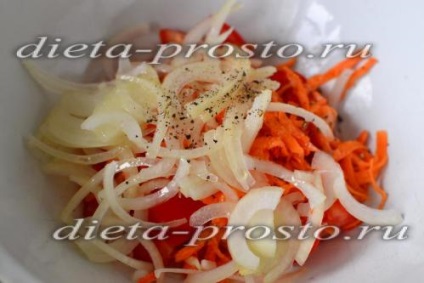 Salata cu morcovi, rosii si ceapa - o reteta cu fotografie (ceapă) Salata cu morcovi, rosii si ceapa - reteta cu o fotografie