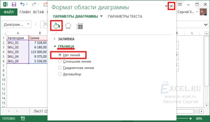 Diagrama de construcție cu un decalaj (tehnici de lucru în Excel) Schema de construcție cu ruptură