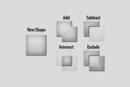 Adăugați, scade, se intersectează, și Photoshop excludă (Intersect) Adăugați, scade, se intersectează, și în Photoshop excludă