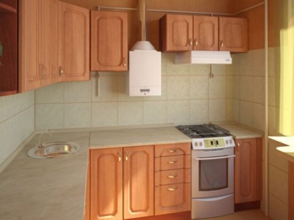 Design de bucătărie mică Hruschev perioadă de timp într-o coloană de gaz și condensator cum se ascunde coloana de gaz (bucatarie) Design de bucătărie mică Hruschev perioadă de timp într-o coloană de gaz și condensatorul ca ascunde coloana de gaz