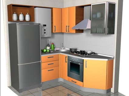 Design de bucătărie mică Hruschev perioadă de timp într-o coloană de gaz și cum să se ascundă coloana condensator de gaz (mic) Design de bucătărie mică Hruschev perioadă de timp într-o coloană de gaz și condensatorul ca ascunde coloana de gaz