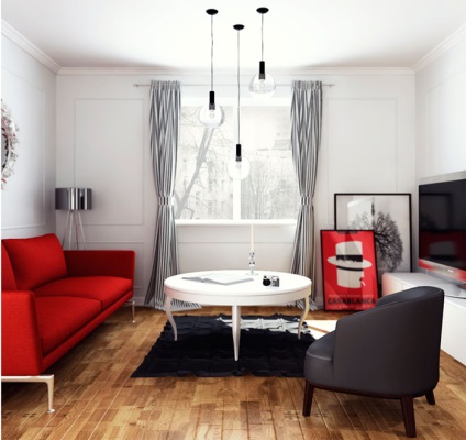 Culoarea roșie în camera, roșu în interiorul camera de zi (de culoare) Culoarea rosie in camera, camera de zi interior roșu