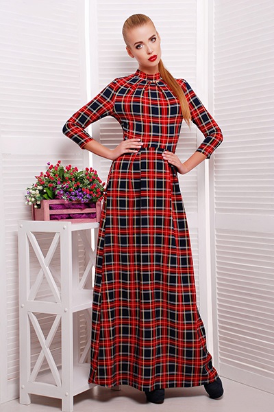 Rochie cele mai bune stiluri și modele de celule (țesut cu celule mici) Rochie într-o cușcă de stiluri și modele actuale
