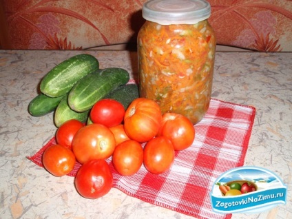 salata de castraveti cu mere și tomate pentru iarna (salata) Salata cu castraveți și roșii cu mere pentru iarna