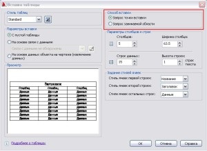 Crearea tabelelor în AutoCAD