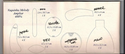 vaca model, jucării cu propriile lor mâini (jucărie moale cu mâinile) vaca model, jucării cu propriile lor mâini