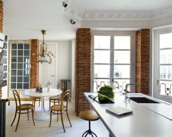 74 bucătărie elegantă, cu pereți de cărămidă, realizate manual pro (mobilier și interior) 74 bucătărie elegantă, cu pereți din cărămidă, realizate manual pro