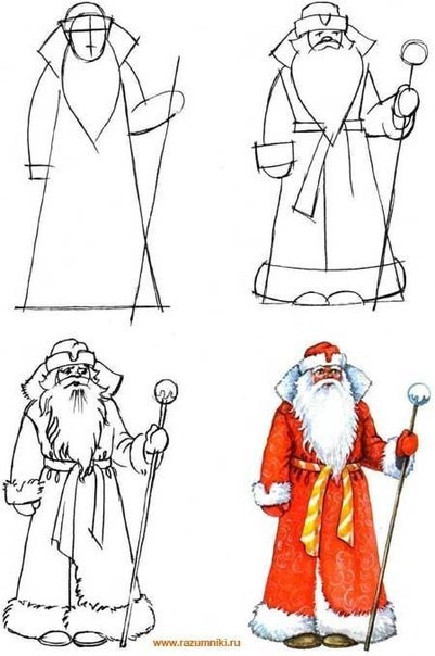 Cum să atragă Moș Crăciun sau Moș Crăciun (Santa) Cum să atragă Moș Crăciun sau Moș Crăciun