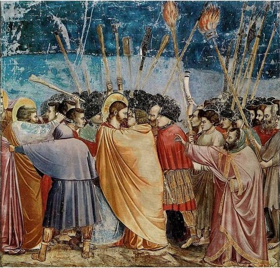 Descriere imagine Giotto di Bondone „Sarutul lui Iuda“