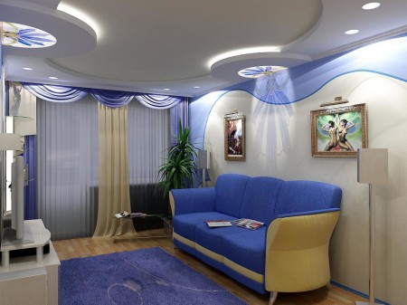 Plafoane din gips-carton, în sala foto soluții interesante (Hall) Plafoane din gips-carton, în sala foto soluții interesante