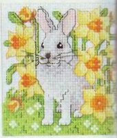 Iepurii și iepuri, schema de broderie liberă Cross (broderie) Iepurii și iepuri, schema de cruciulițe liberă