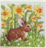 Iepurii și iepuri, schemă broderie liberă a crucii (schema de broderie) Iepurii și iepuri, schema de cruciulițe liberă