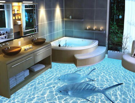 10 exemple originale baie interior cu realiste 3d desene pe podea (camere) 10 exemple originale interior baie cu realiste 3d desene pe podea