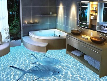 podea 3D în baie, Reparare de apartamente cu propriile lor mâini (mâini) podea 3D în baie, Reparare de apartamente cu propriile lor mâini