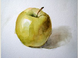 Acuarelă - mar galben, desen lecții, să învețe să atragă, vopsea un creion, guașă, ulei (remiză) Acuarela - mere galben, desen lecții, să învețe să atragă, vopsea un creion, guașă, ulei