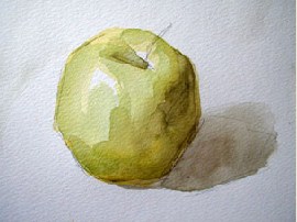 Acuarelă - mar galben, desen lecții, să învețe să atragă, vopsea un creion, guașă, ulei (mere) Acuarela - mere galben, desen lecții, să învețe să atragă, vopsea un creion, guașă, ulei