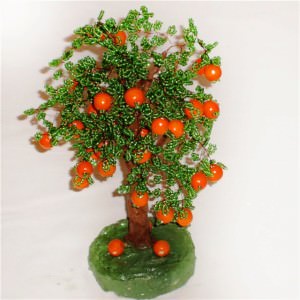 Orange Tree din margele in ateliere de formare (margele din lemn portocalii) Orange Tree din margele în ateliere de formare