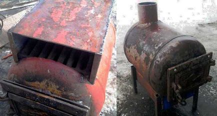 Burzhuyka vertical din cilindrul de gaz, orizontale, desene, îmbunătățiri, fotografii, video (gaz) Soba dintr-un cilindru de gaz este vertical, orizontal, desene, accesorii, foto, video