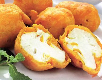 Conopida in calorii aluat, rețete de gătit (culoare) Conopidă în aluat de calorii, rețete de gătit