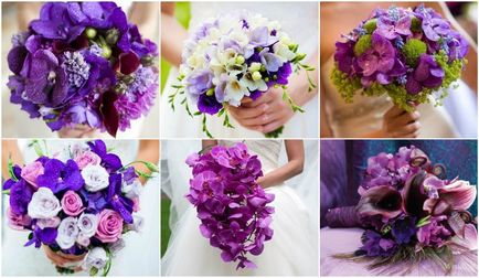 Purple buchet de mireasa - cum de a alege culori, opțiuni pentru formularea, fotografii (opțiuni) Purple buchet de mireasa - cum de a alege culori, opțiuni pentru formularea, fotografii