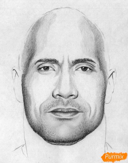 Cum de a desena un portret al Dueyn Dzhonson în etape (Dwayne) Cum de a desena un portret de Dueyn Dzhonson în etape